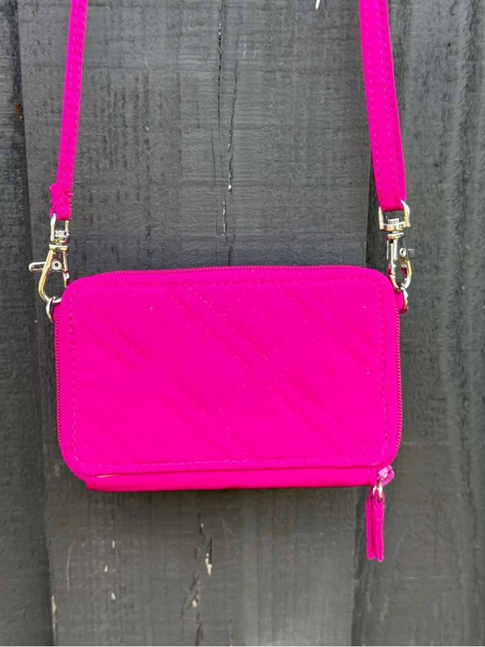 Vera Bradley Hot Pink Quilted Crossbody Wallet - Picture 4 of 12